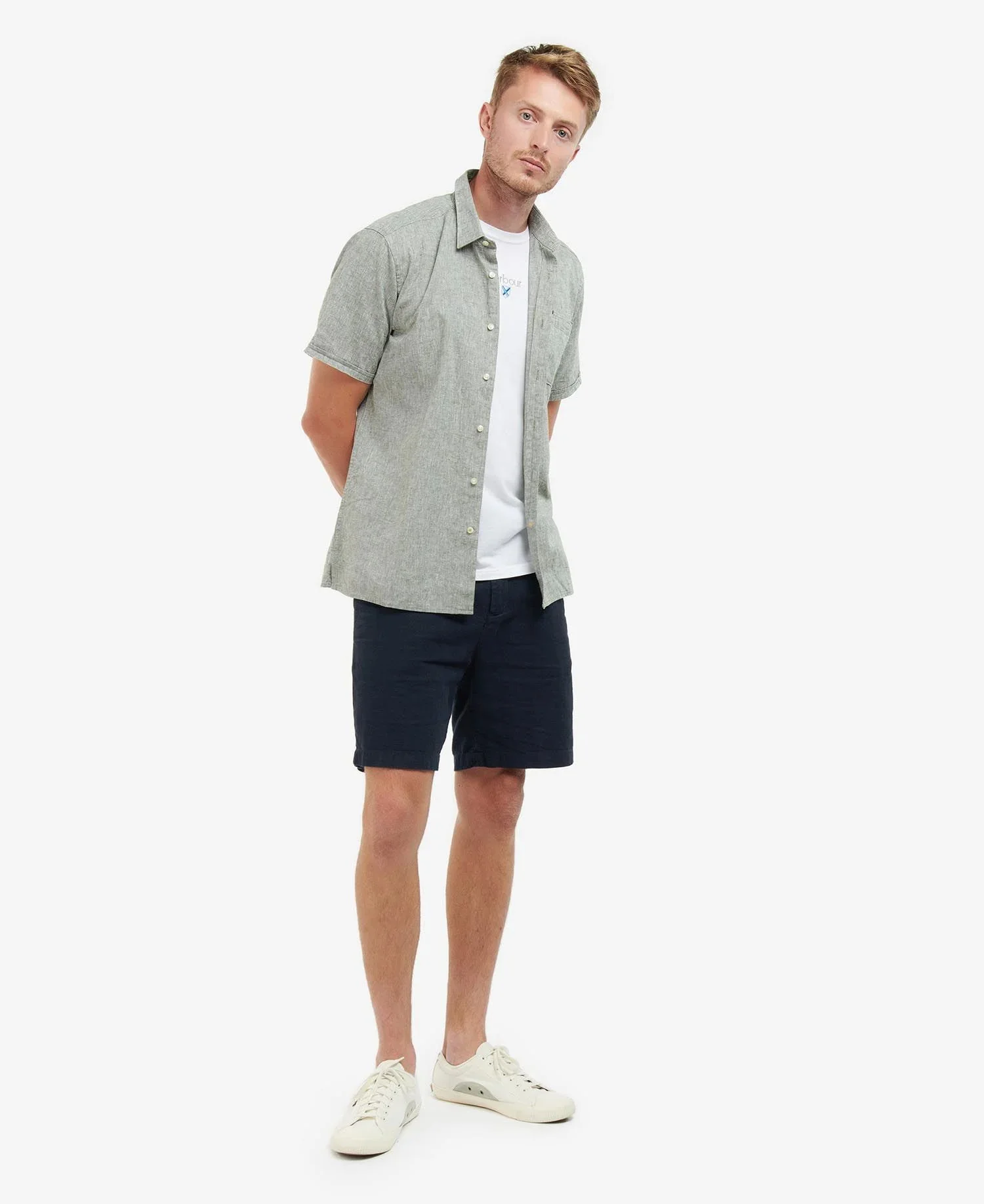 Barbour Nelson S/S Summer Fit Shirt SS25 (Bleached Olive) - Image 6