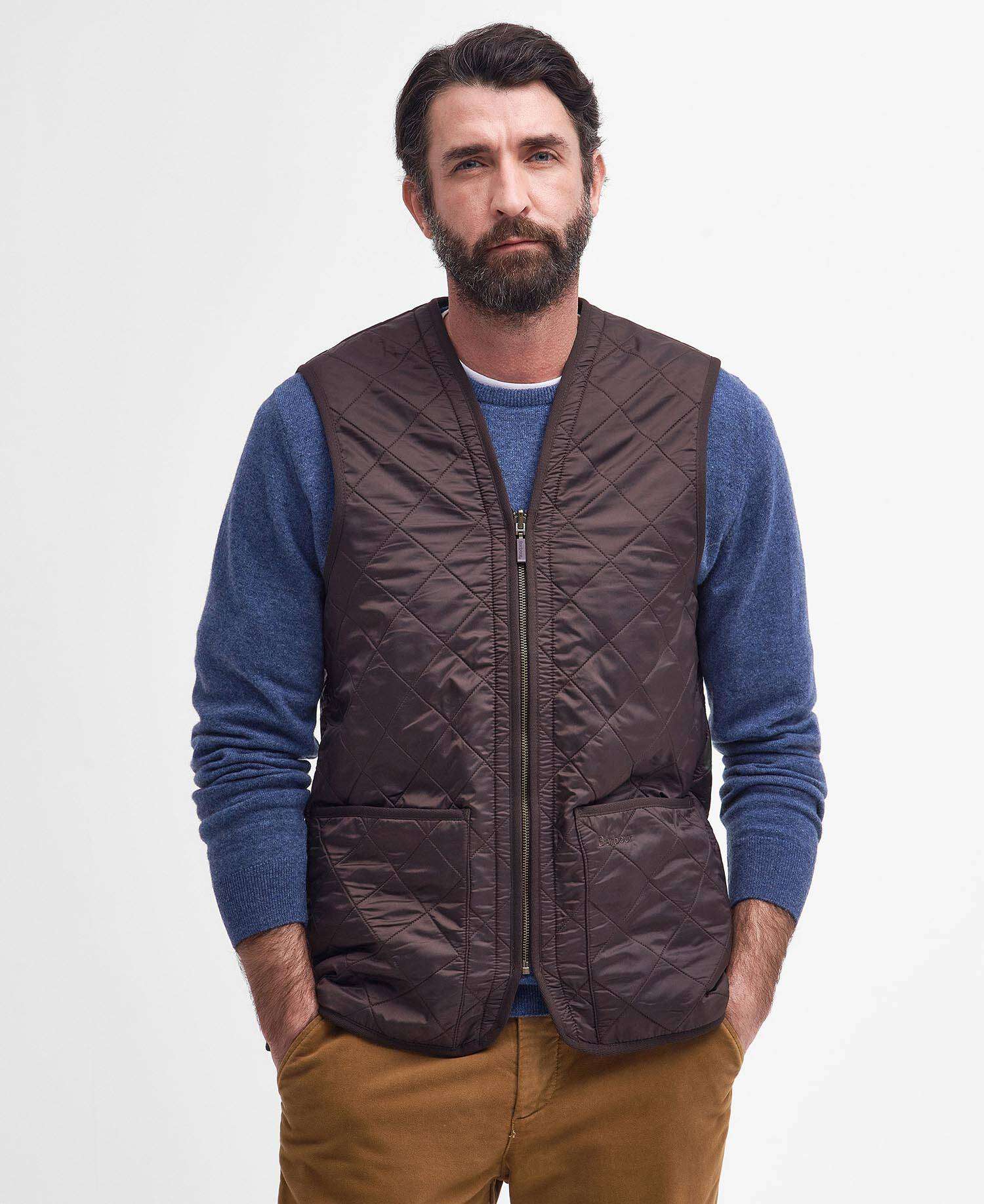 Barbour Polarquilt Waistcoat Zip Liner Aw25 Liners (Dark Brown) - Image 2