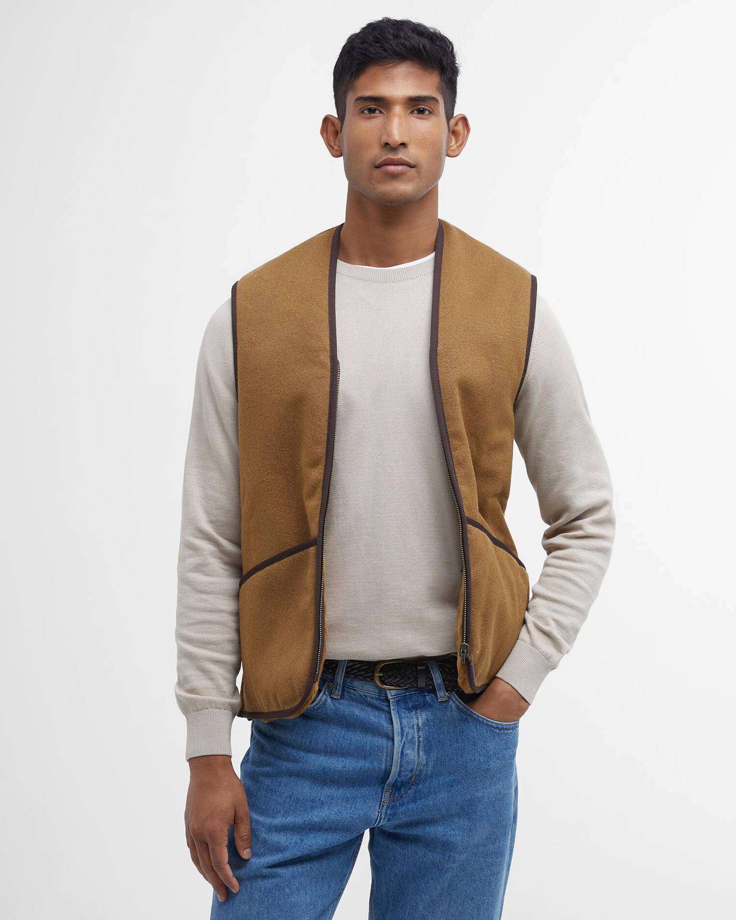 Barbour Warm Pile Waistcoat Zip Aw25 Liners (Brown) - Image 2