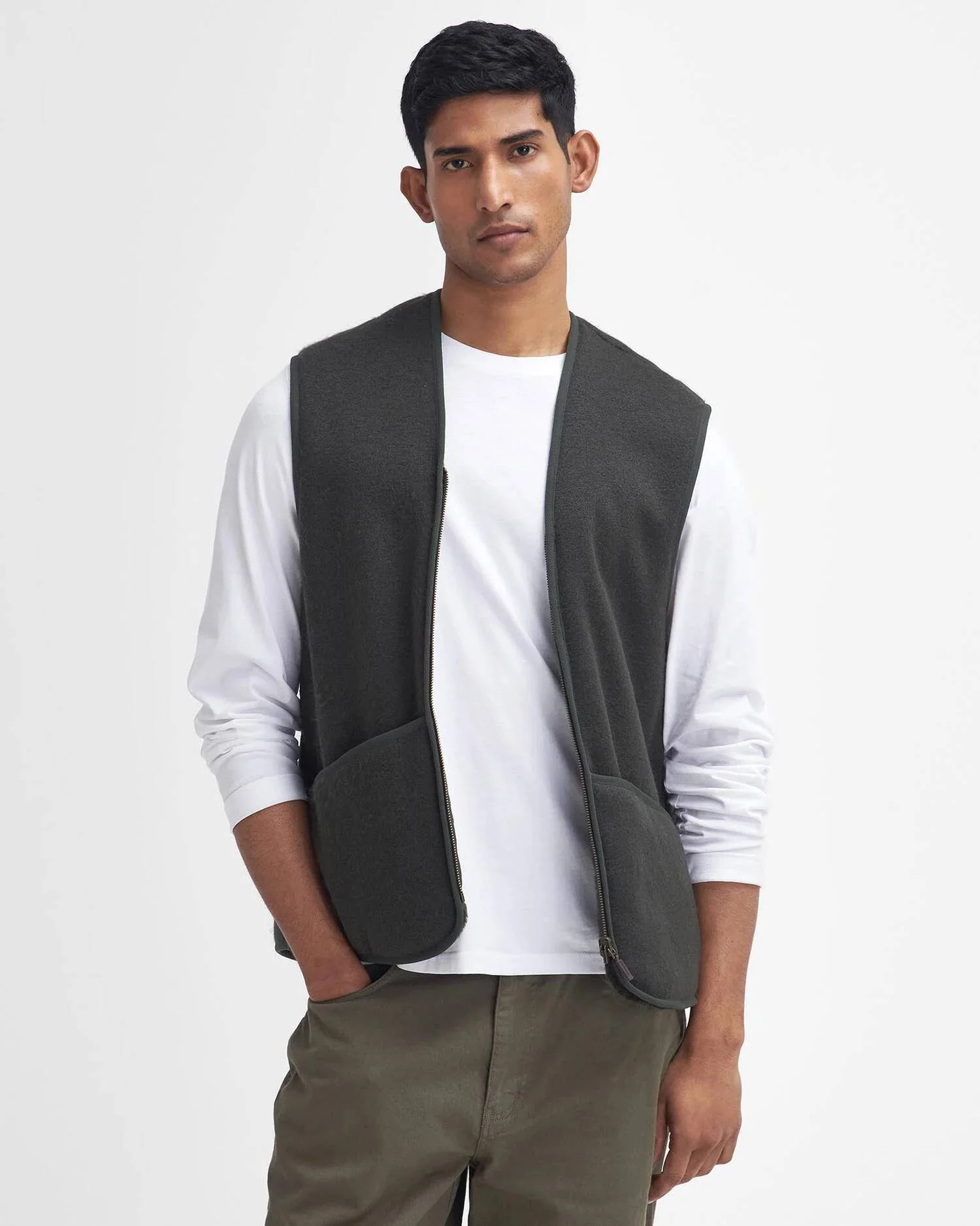 Barbour Warm Pile Waistcoat Zip Aw25 Liners (Sage) - Image 2