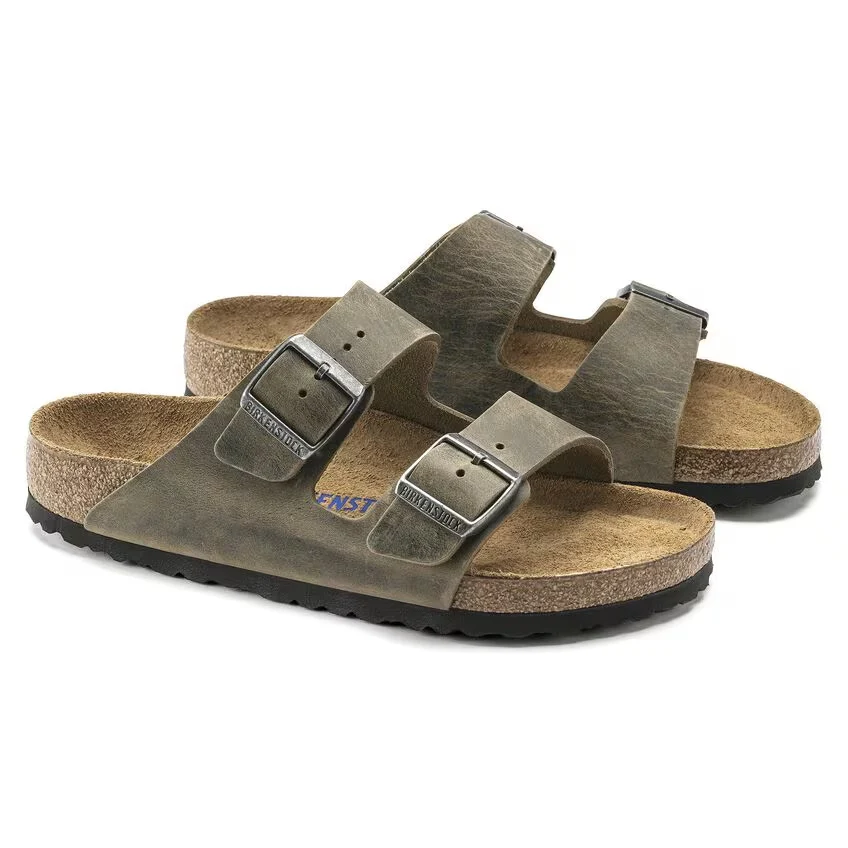 Birkenstock Arizona SFB Oiled Leather Faded Khaki - Image 4