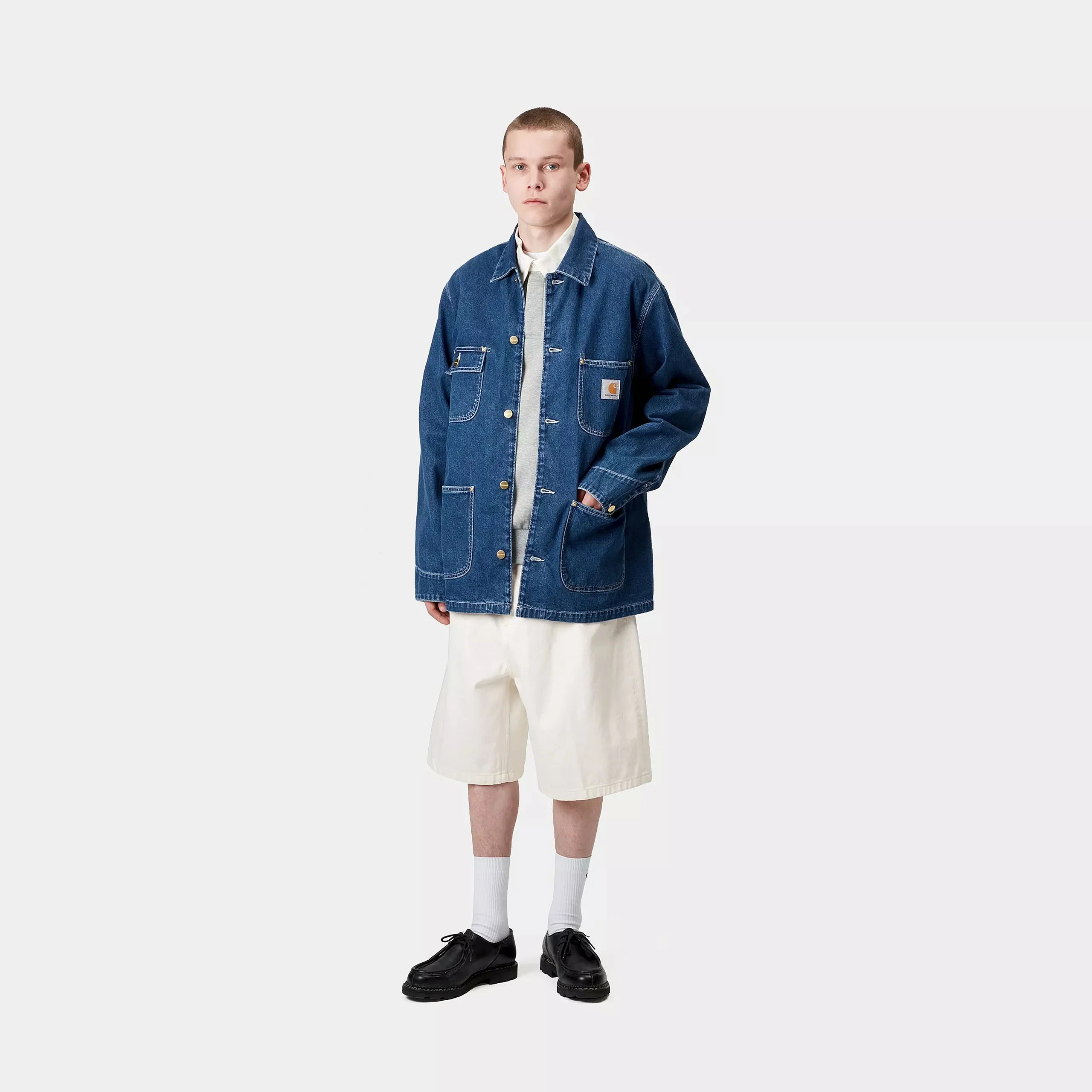 Carhartt WIP Brandon Short 100% Cotton 'Smith' Denim, 13.5 oz (White rinsed) - Image 3