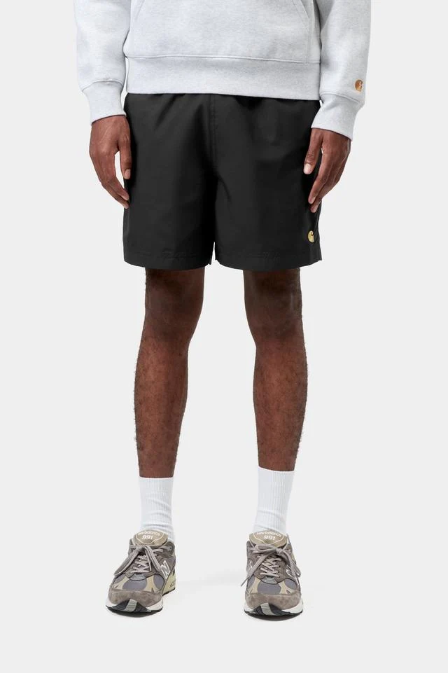 Carhartt WIP Chase Swim Trunks 100% Polyester, 3.7 oz (Black / Gold) - Image 3
