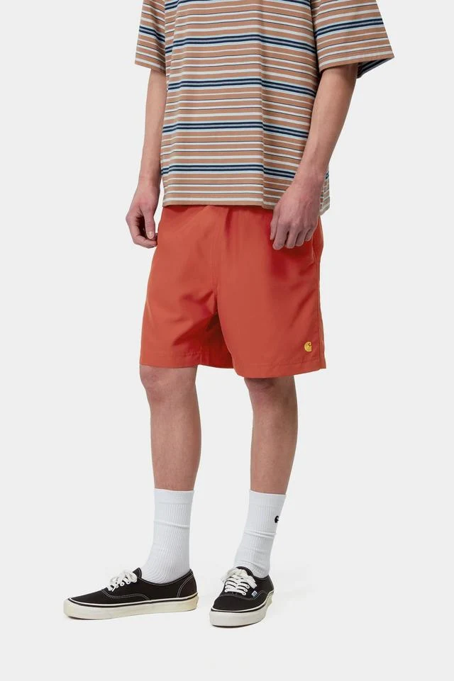 Carhartt WIP Chase Swim Trunks 100% Polyester, 3.7 oz (Oxide Red / Gold) - Image 3