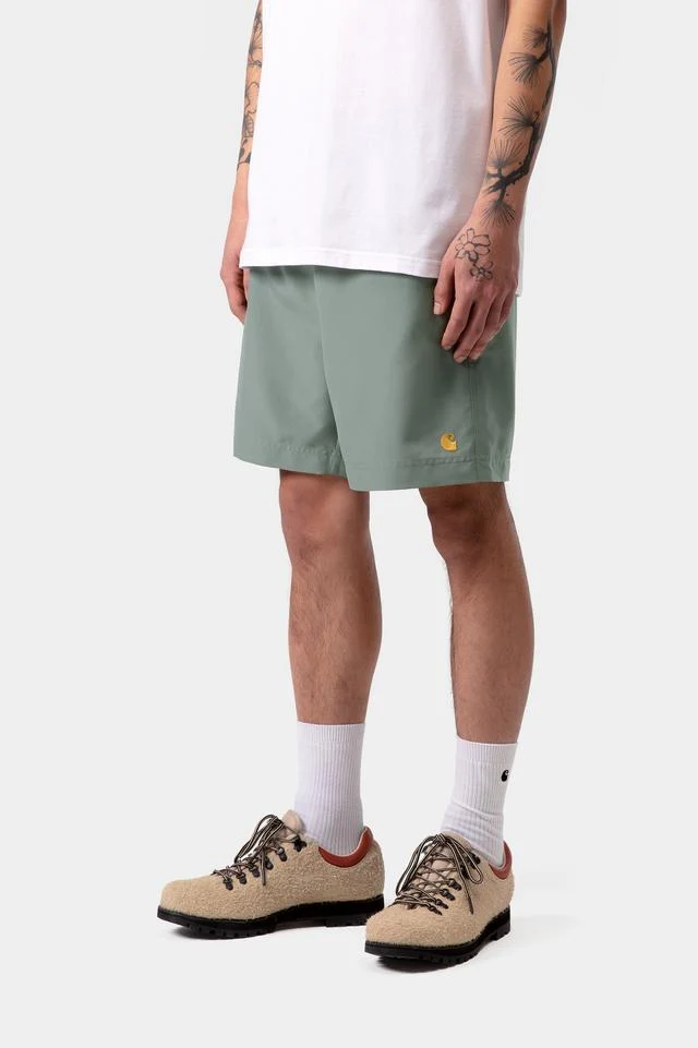 Carhartt WIP Chase Swim Trunks 100% Polyester, 3.7 oz (Velvet Green / Gold) - Image 3