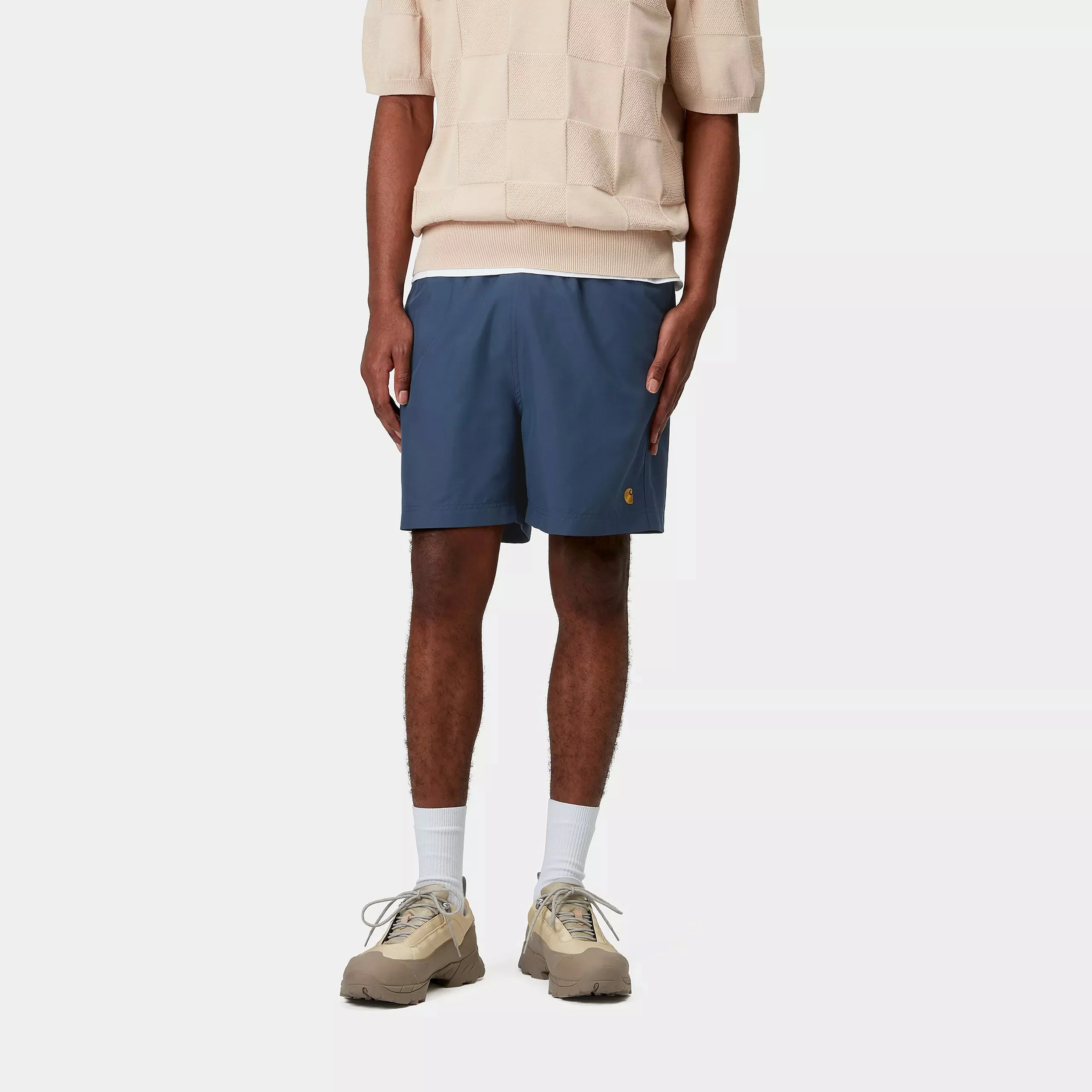 Carhartt WIP Chase Swim Trunks (Dusky Blue/Gold) - Image 3