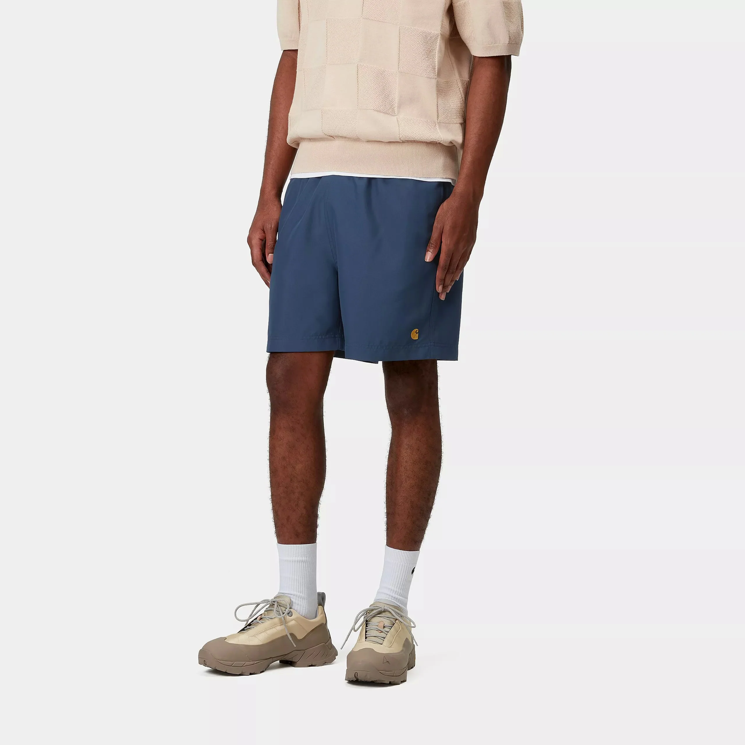 Carhartt WIP Chase Swim Trunks (Dusky Blue/Gold) - Image 5