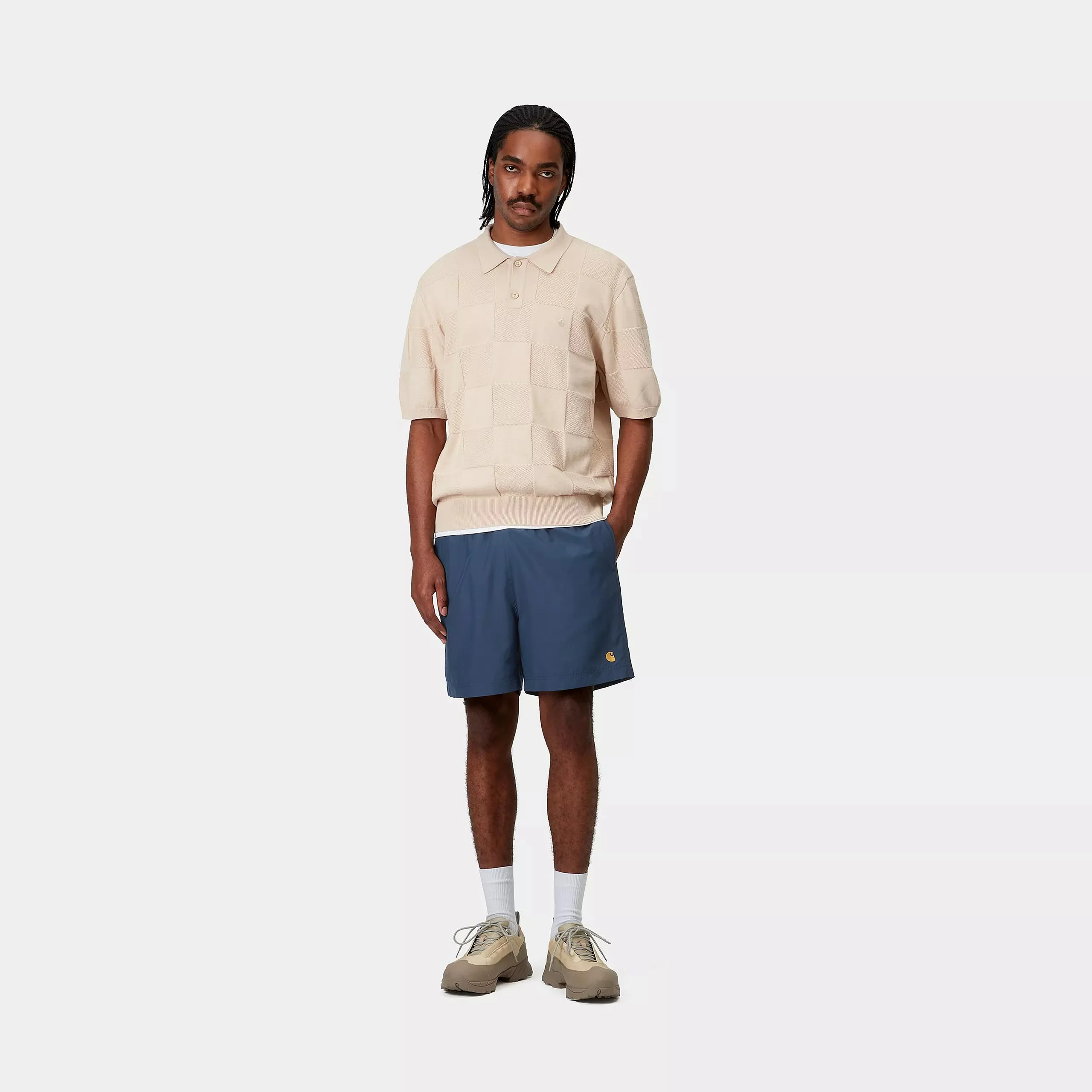 Carhartt WIP Chase Swim Trunks (Dusky Blue/Gold) - Image 6