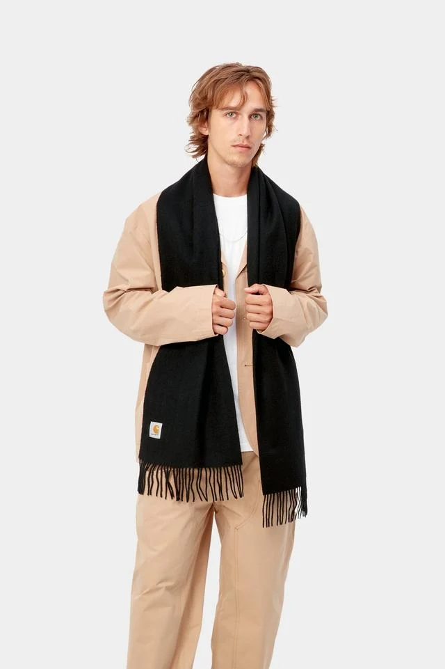 Carhartt WIP Clan Scarf 100% Wool, 237 g/m² (Black) - Image 3