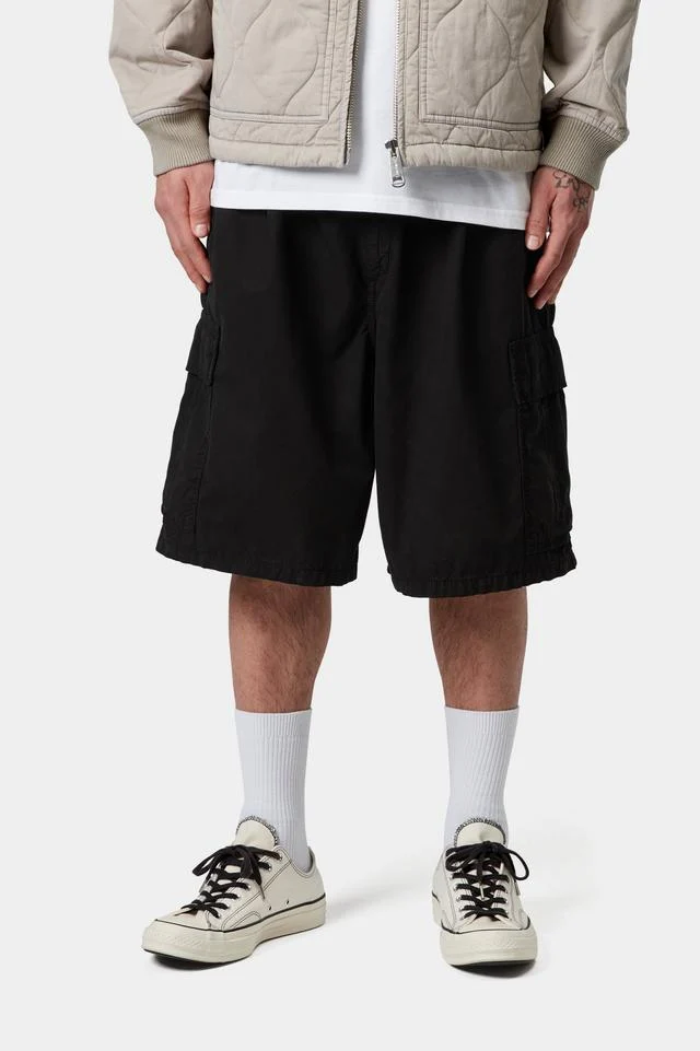 Carhartt WIP Cole Cargo Short 100% Cotton 'Palatine' Poplin, 5.5 oz (Black garment dyed) - Image 3