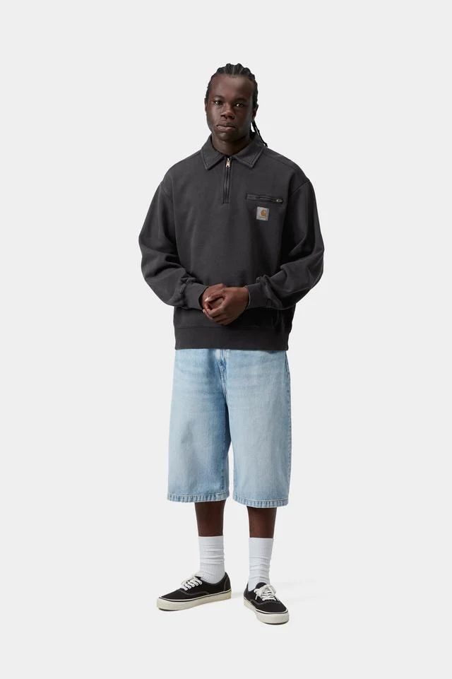 Carhartt WIP Half Zip Detroit Sweat Cotton Sweat, 430 g/m² (Black stone washed) - Image 5
