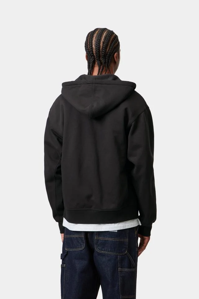 Carhartt WIP Hooded American Script Jacket Cotton/Polyester Sweat, 420 g/m² (Black) - Image 4
