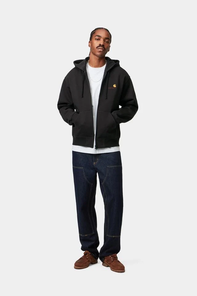 Carhartt WIP Hooded American Script Jacket Cotton/Polyester Sweat, 420 g/m² (Black) - Image 5