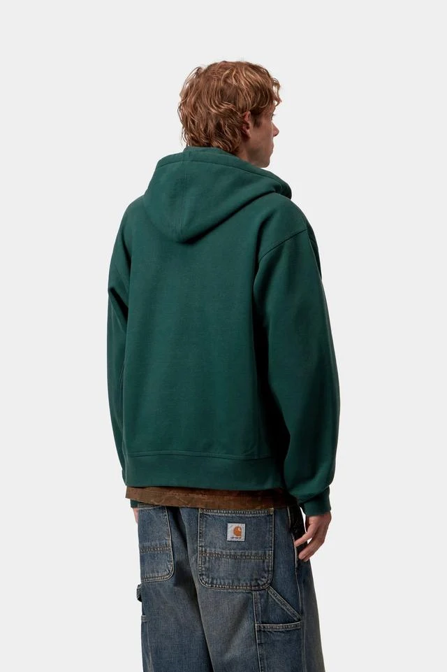 Carhartt WIP Hooded American Script Jacket Cotton/Polyester Sweat, 420 g/m² (Dark Fir) - Image 4