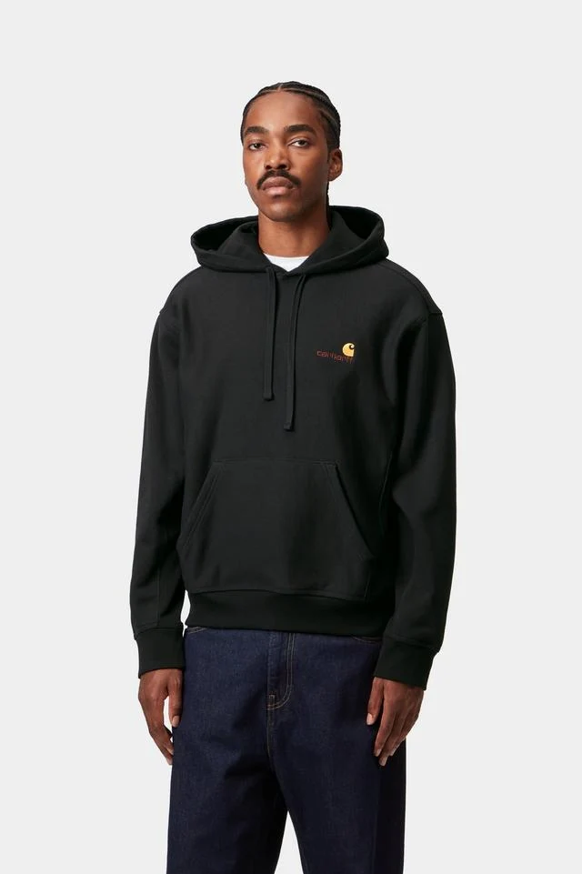 Carhartt WIP Hooded American Script Sweat Cotton/Polyester Sweat, 420 g/m² (Black) - Image 4