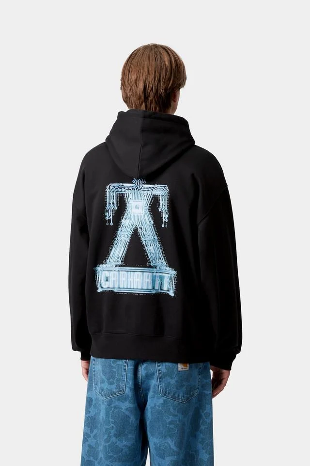 Carhartt WIP Hooded Electric Boogie Sweat Cotton/Polyester Sweat, 440 g/m² (Black) - Image 4