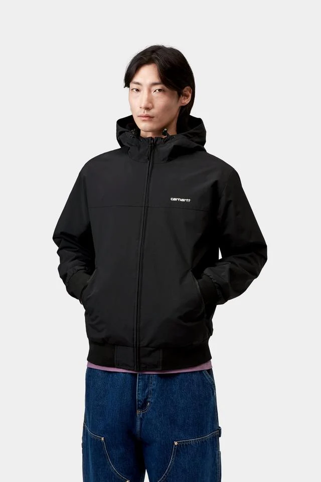 Carhartt WIP Hooded Sail Jacket 100% Nylon Supplex®, 5.3 oz (Black / White) - Image 3
