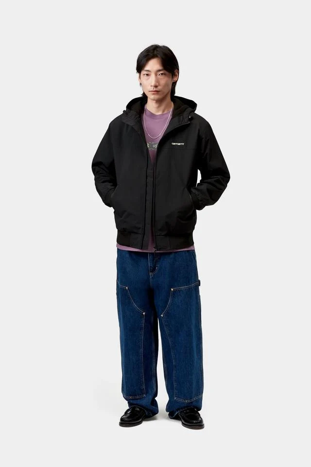 Carhartt WIP Hooded Sail Jacket 100% Nylon Supplex®, 5.3 oz (Black / White) - Image 5
