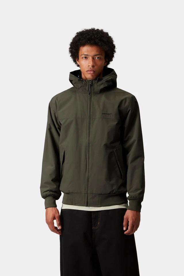 Carhartt WIP Hooded Sail Jacket 100% Nylon Supplex®, 5.3 oz (Cypress / Black) - Image 5