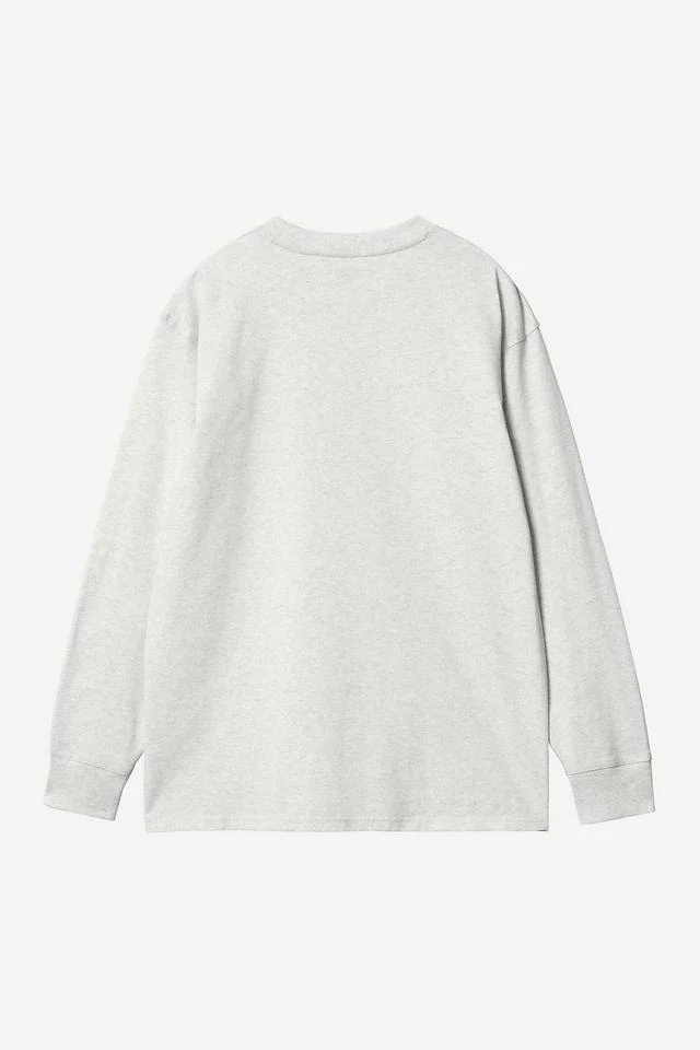 Carhartt WIP L/S American Script T-Shirt Organic Cotton Single Jersey, 240 g/m² (Ash Heather) - Image 2