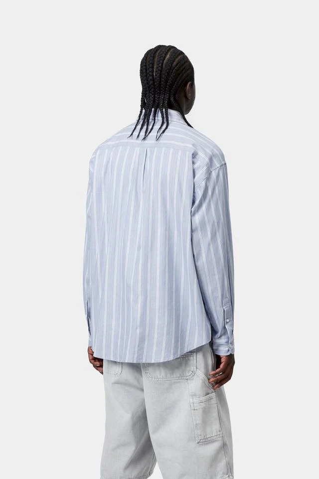Carhartt WIP L/S Beale Shirt Cotton Dobby, 3.8 oz Beale Stripe, (Gentle Blue / White) - Image 4