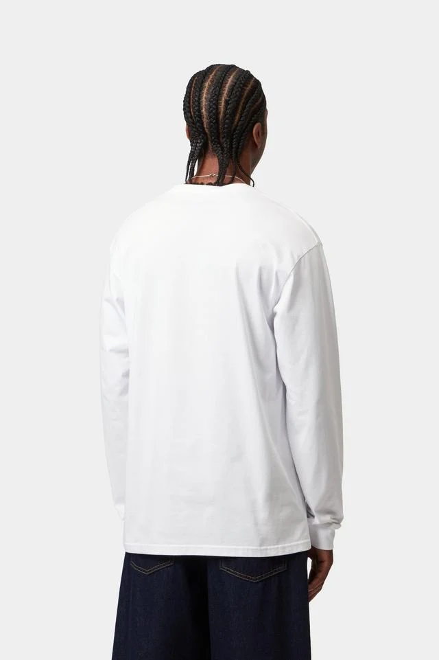 Carhartt WIP L/S Chase T-Shirt 100% Cotton Combed Single Jersey, 235 g/m² (White / Gold) - Image 4