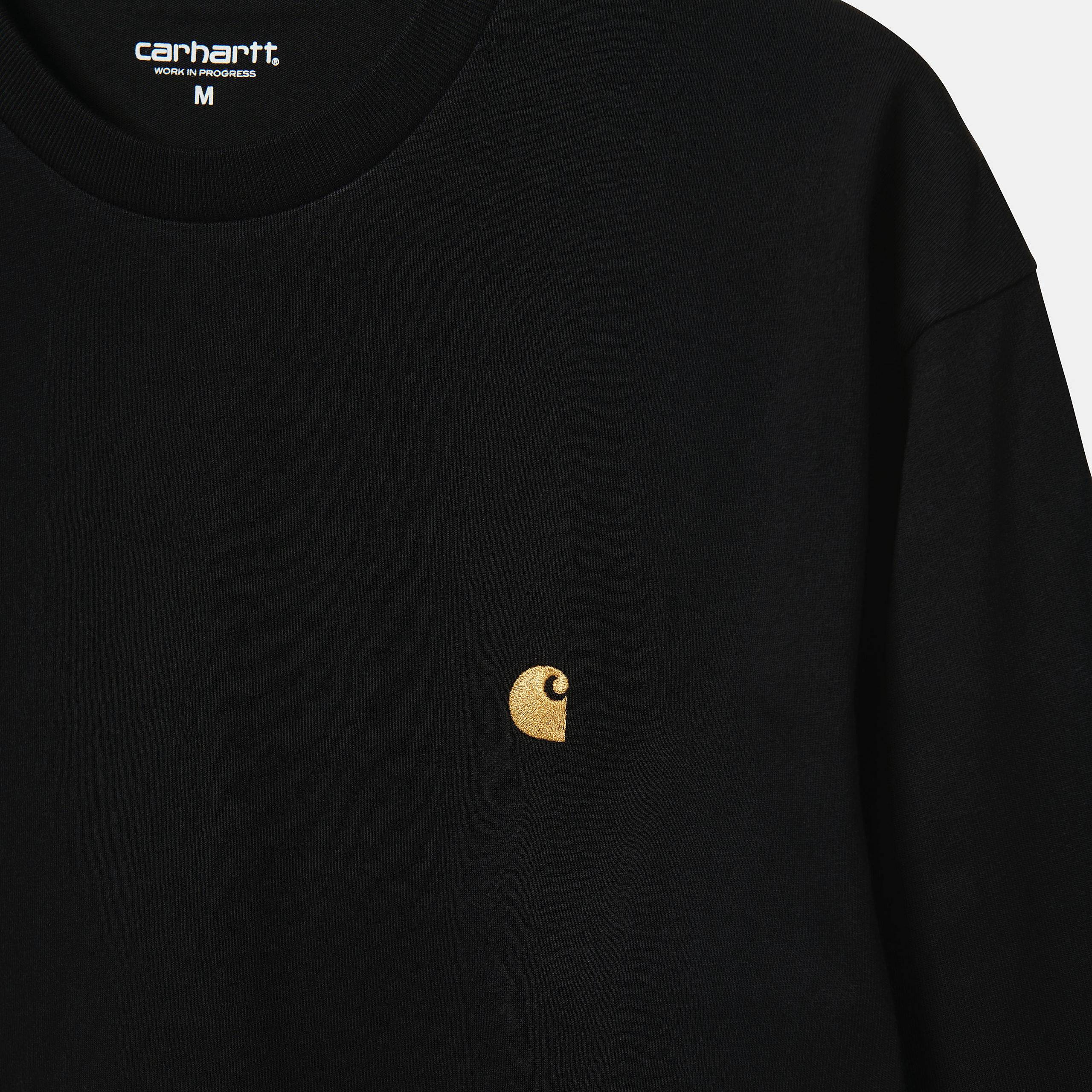 Carhartt WIP L/S Chase T-Shirt (Black/Gold) - Image 3