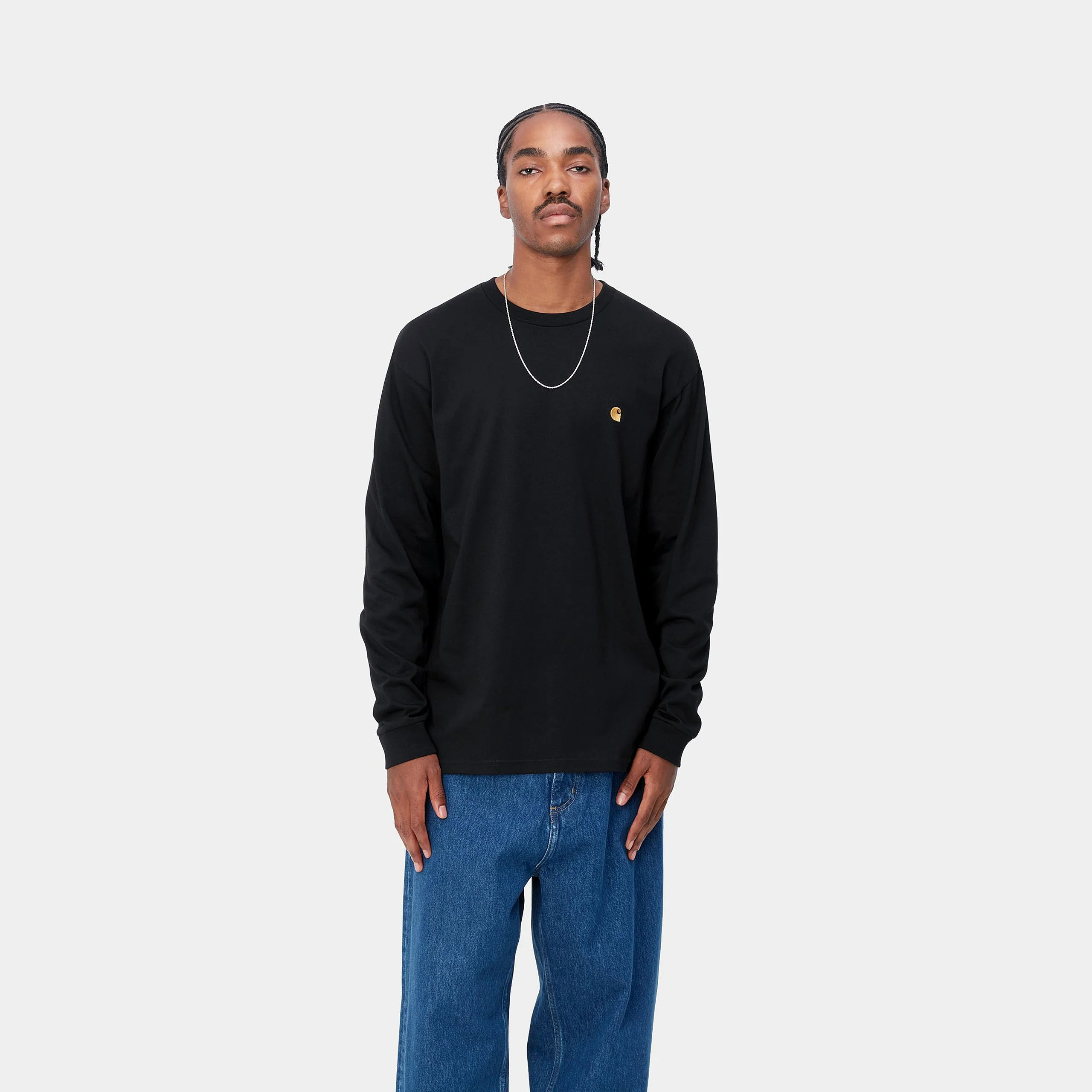 Carhartt WIP L/S Chase T-Shirt (Black/Gold) - Image 4