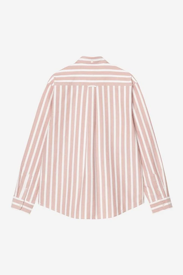 Carhartt WIP L/S Deven Shirt Cotton Oxford, 4.7 oz Deven Stripe, (Oxide Red / White) - Image 2