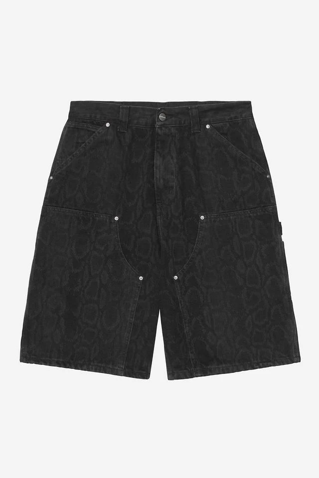 Carhartt WIP OG Double Knee Short 100% Cotton 'Smith' Denim, 13.5 oz (Snake Camo, Black heavy stone wash) - Image 2