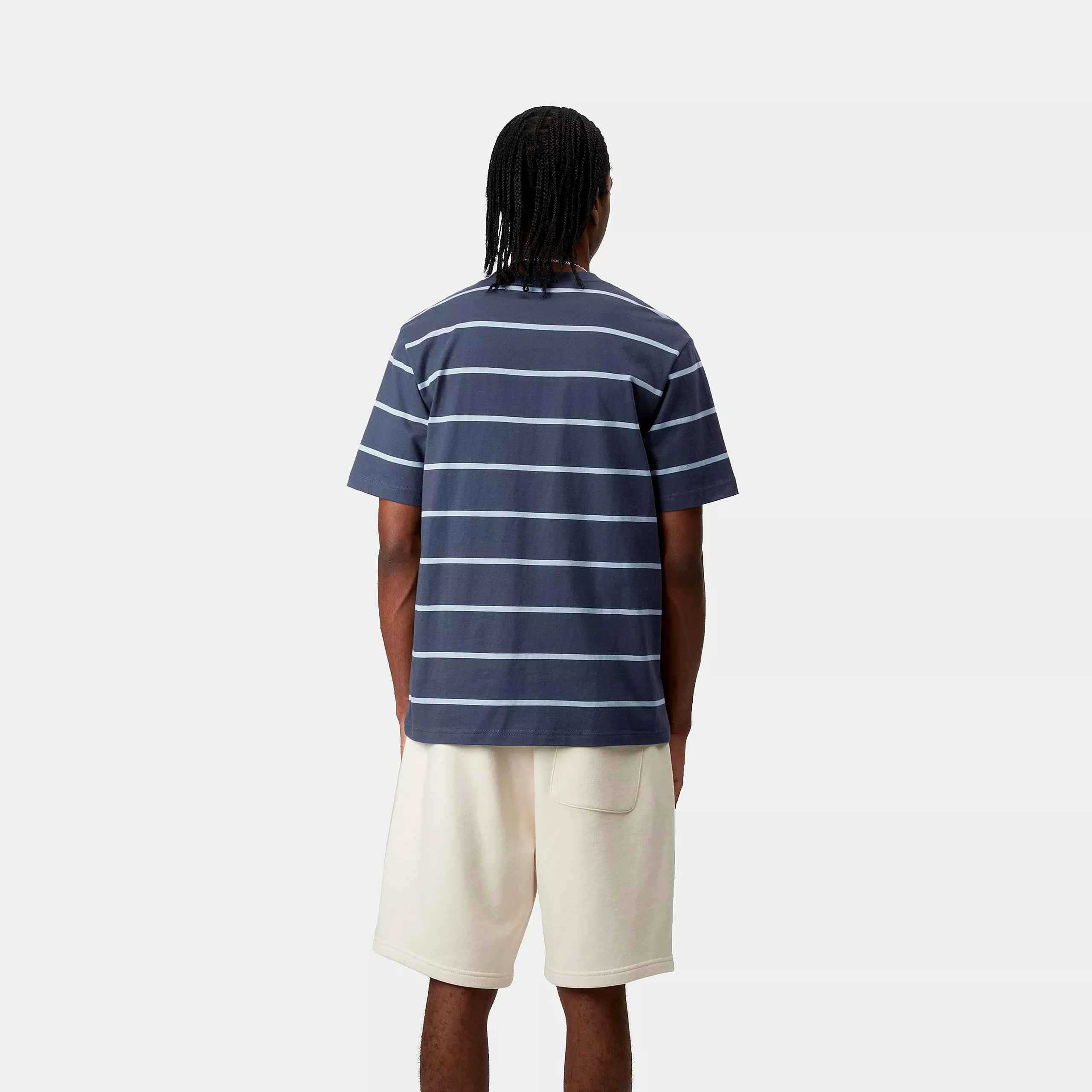 Carhartt WIP S/S Aiken Pocket T-Shirt Cotton Single Jersey, 205 g/m² (Aiken Stripe/Dusky Blue) - Image 4