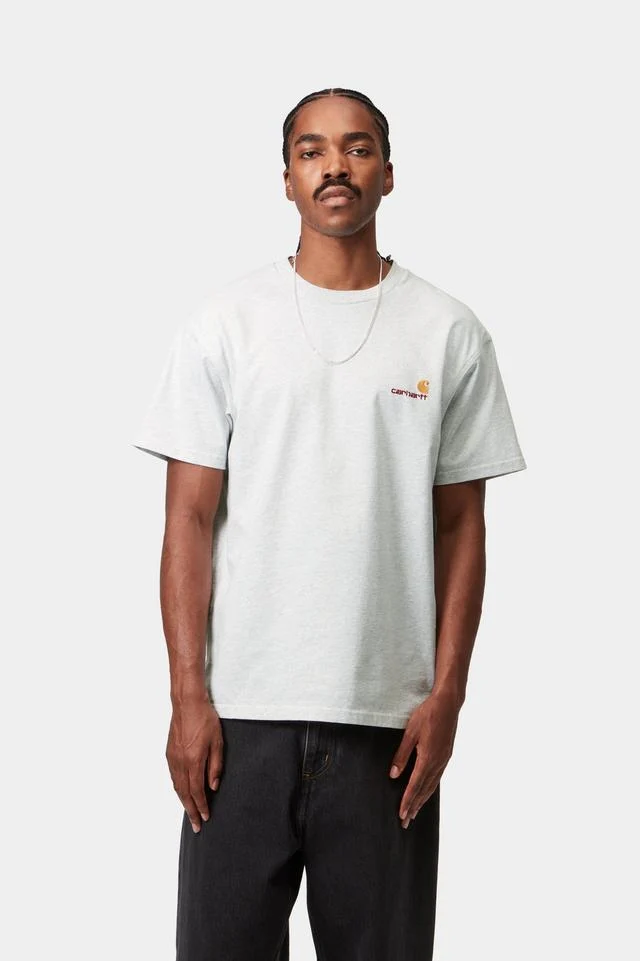 Carhartt WIP S/S American Script T-Shirt Organic Cotton Single Jersey, 240 g/m² (Ash Heather) - Image 3
