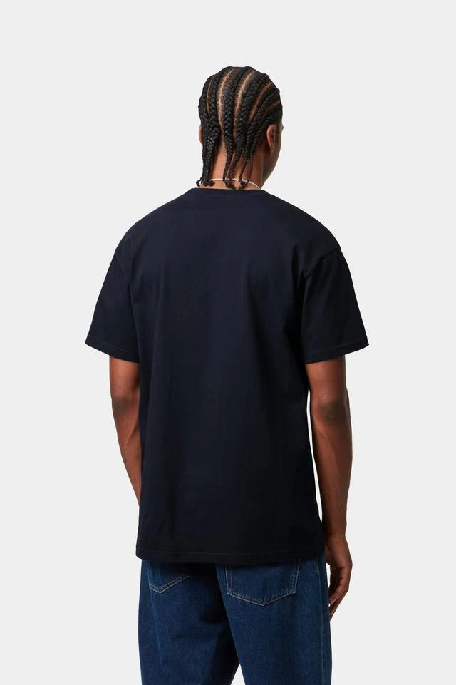 Carhartt WIP S/S Chase T-Shirt 100% Cotton Combed Single Jersey, 235 g/m² (Dark Navy / Gold) - Image 4