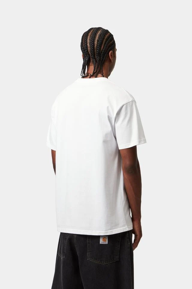 Carhartt WIP S/S Chase T-Shirt 100% Cotton Combed Single Jersey, 235 g/m² (White / Gold) - Image 4