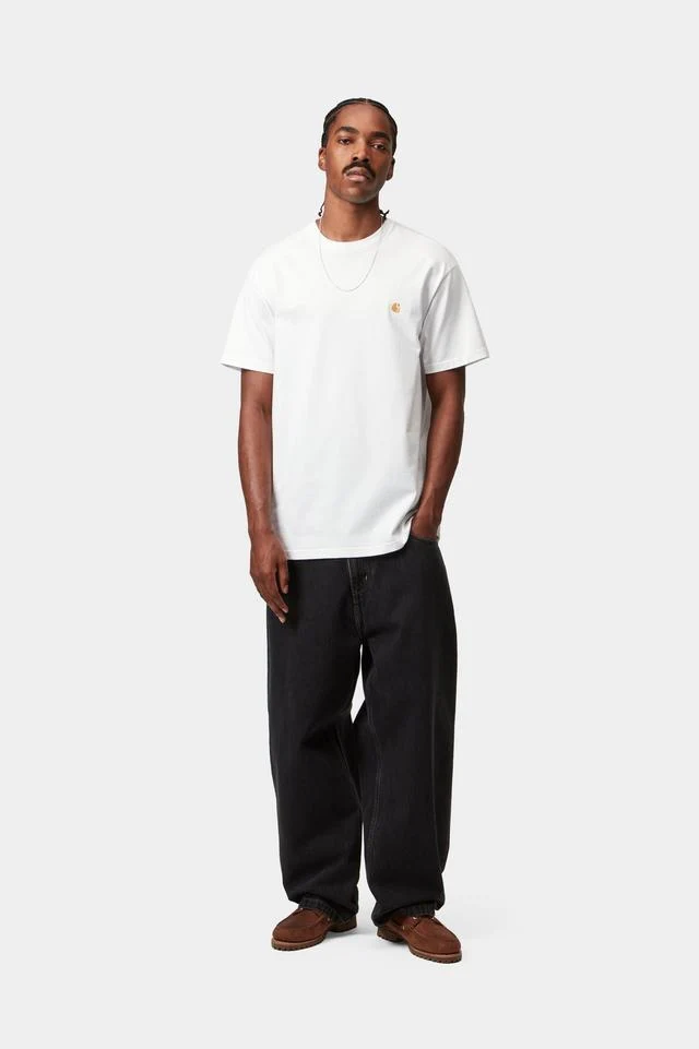 Carhartt WIP S/S Chase T-Shirt 100% Cotton Combed Single Jersey, 235 g/m² (White / Gold) - Image 5