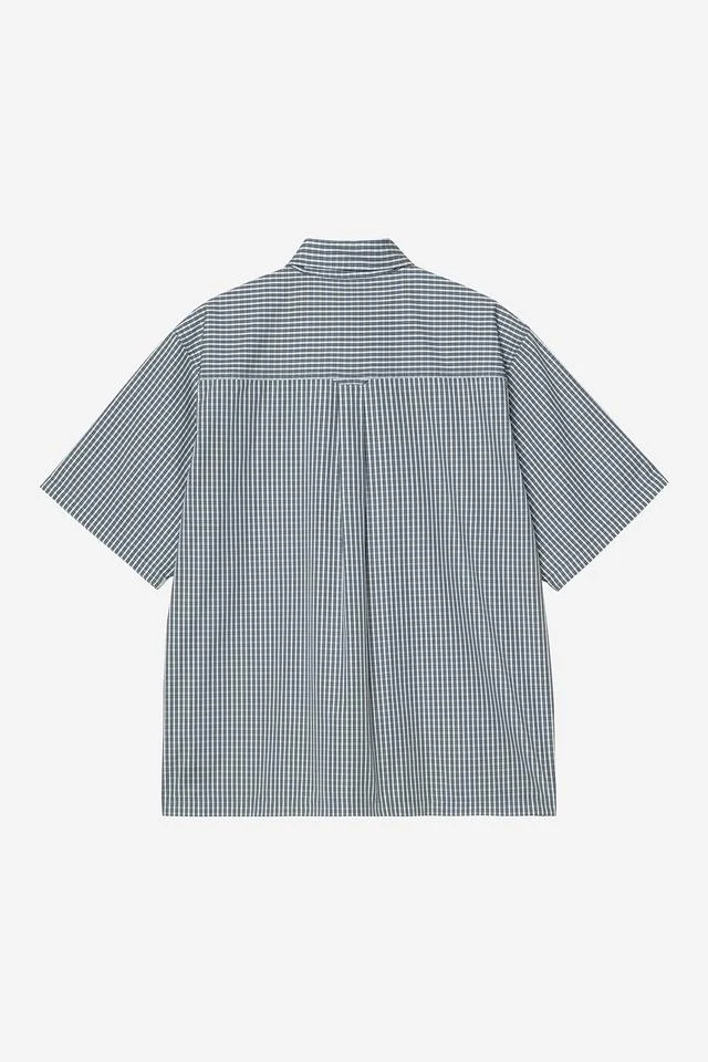 Carhartt WIP S/S Groff Shirt Cotton Poplin, 3.9 oz Groff Check, (Blue River) - Image 2