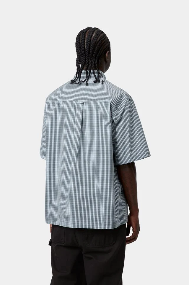 Carhartt WIP S/S Groff Shirt Cotton Poplin, 3.9 oz Groff Check, (Blue River) - Image 4