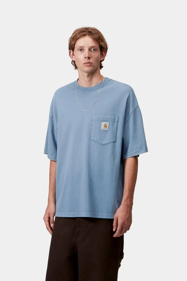 Carhartt WIP S/S Hudson Pocket T-Shirt (Sorrent Chalk Wash) - Image 3