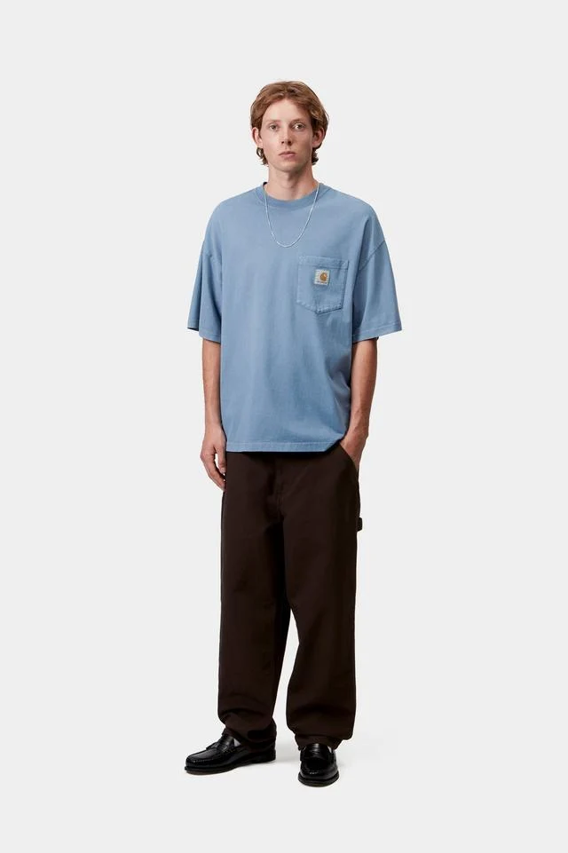 Carhartt WIP S/S Hudson Pocket T-Shirt (Sorrent Chalk Wash) - Image 5