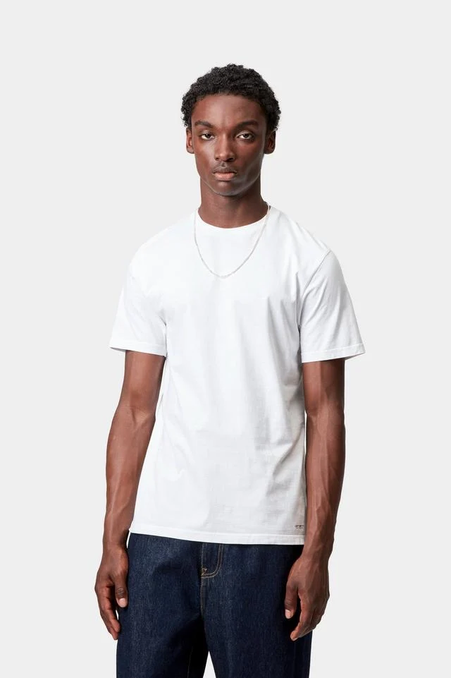 Carhartt WIP Standard Crew Neck T-shirt Cotton Single Jersey, 140 g/m² (White + White) - Image 2