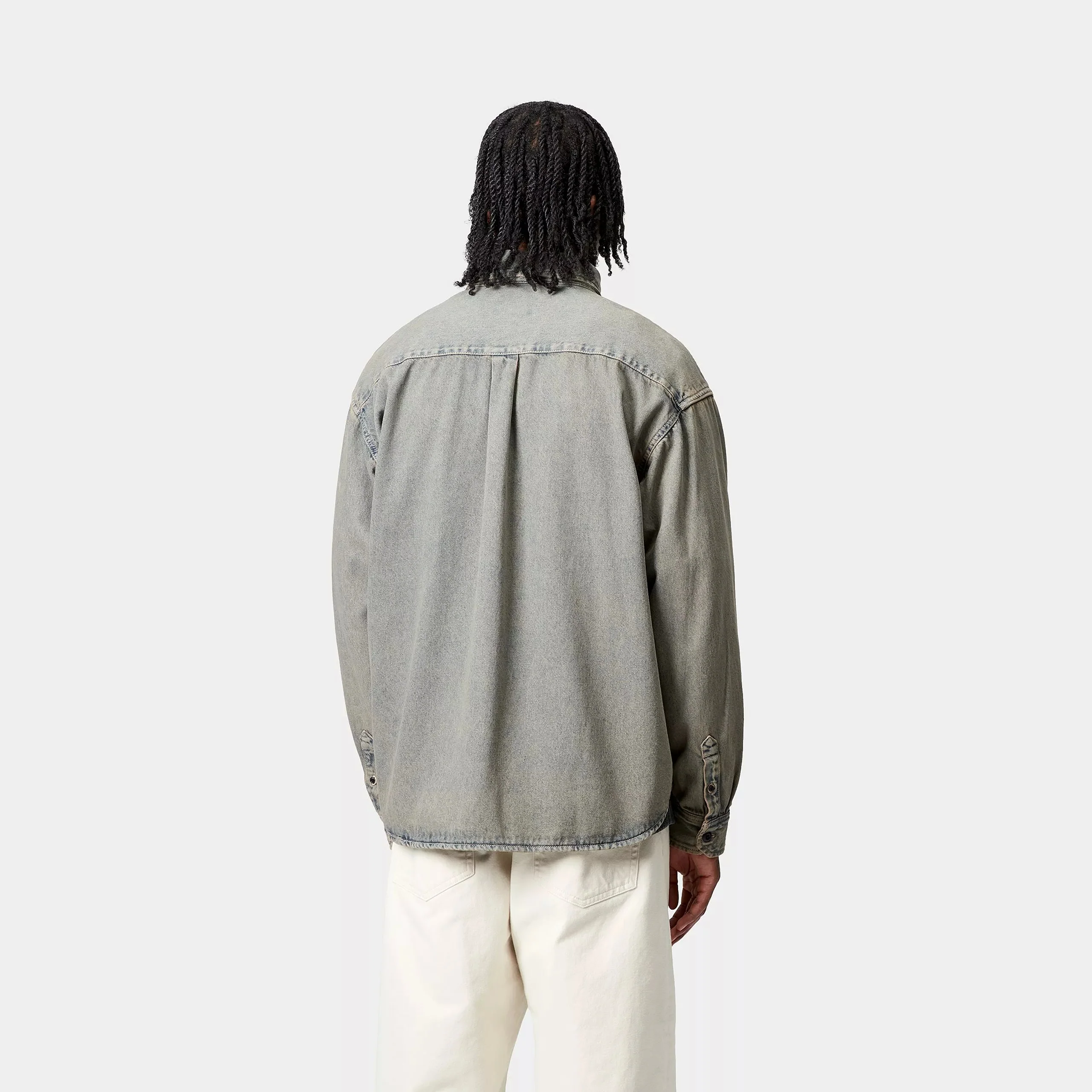 Carhartt WIP Tigan Shirt Jac 100% Cotton 'Smithtown' Denim, 12 oz (Blue / Leather garment dyed) - Image 4