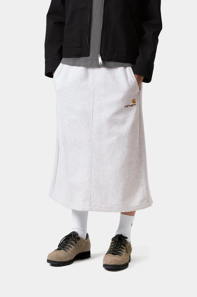 Carhartt WIP W' American Script Sweat Skirt Cotton/Polyester Sweat, 340 g/m² (Ash Heather) - Image 4