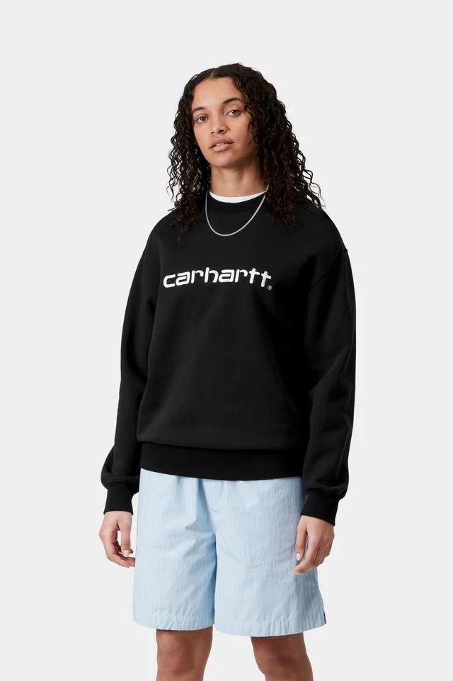 Carhartt WIP W' Carhartt Sweat Cotton/Polyester Sweat, 340 g/m² (Black / White) - Image 3