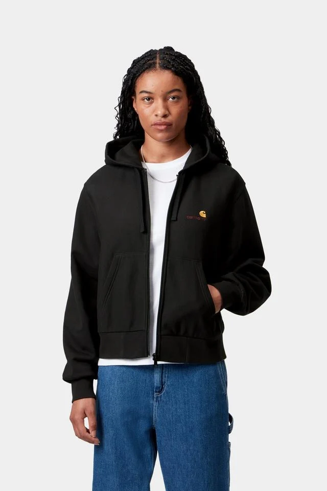 Carhartt WIP W' Hooded American Script Jacket Cotton/Polyester Sweat, 340 g/m² (Black) - Image 3