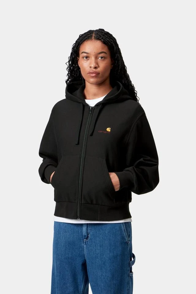 Carhartt WIP W' Hooded American Script Jacket Cotton/Polyester Sweat, 340 g/m² (Black) - Image 5