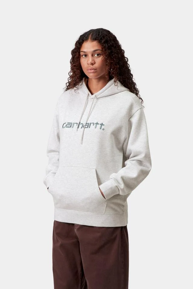 Carhartt WIP W' Hooded Carhartt Cotton/Polyester Sweat, 340 g/m² (Ash Heather /  Citadel) - Image 3