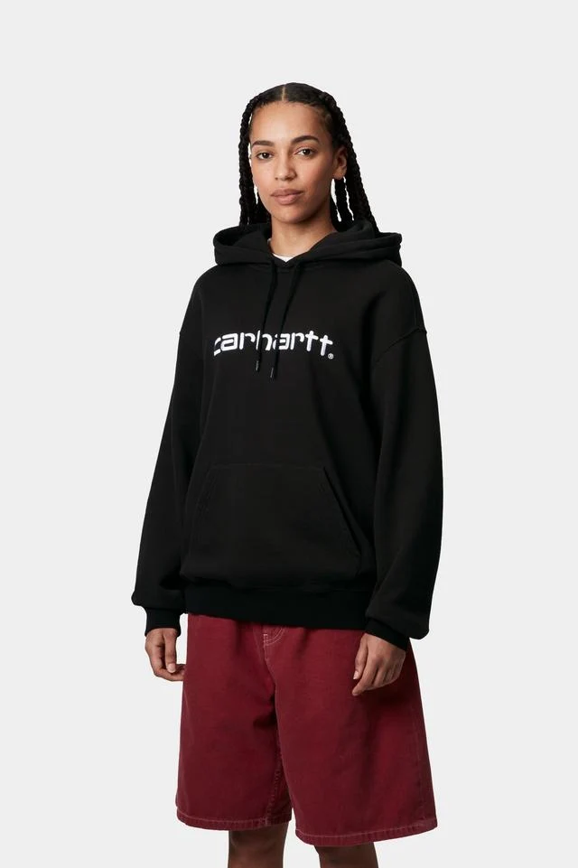 Carhartt WIP W' Hooded Carhartt Cotton/Polyester Sweat, 340 g/m² (Black / White) - Image 3