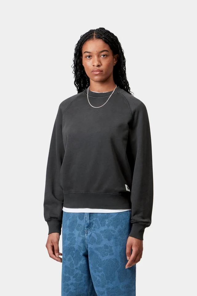 Carhartt WIP W' Hudson Sweat Cotton Sweat, 420 g/m² (Black chalk wash) - Image 3