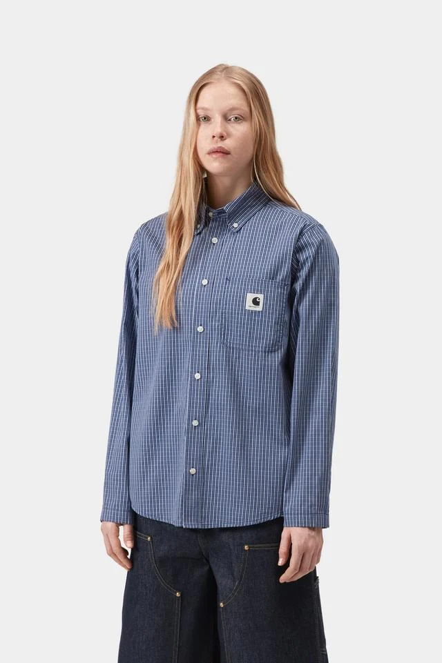 Carhartt WIP W' L/S Groff Shirt Cotton Poplin, 3.9 oz (Groff Check, Blue) - Image 3