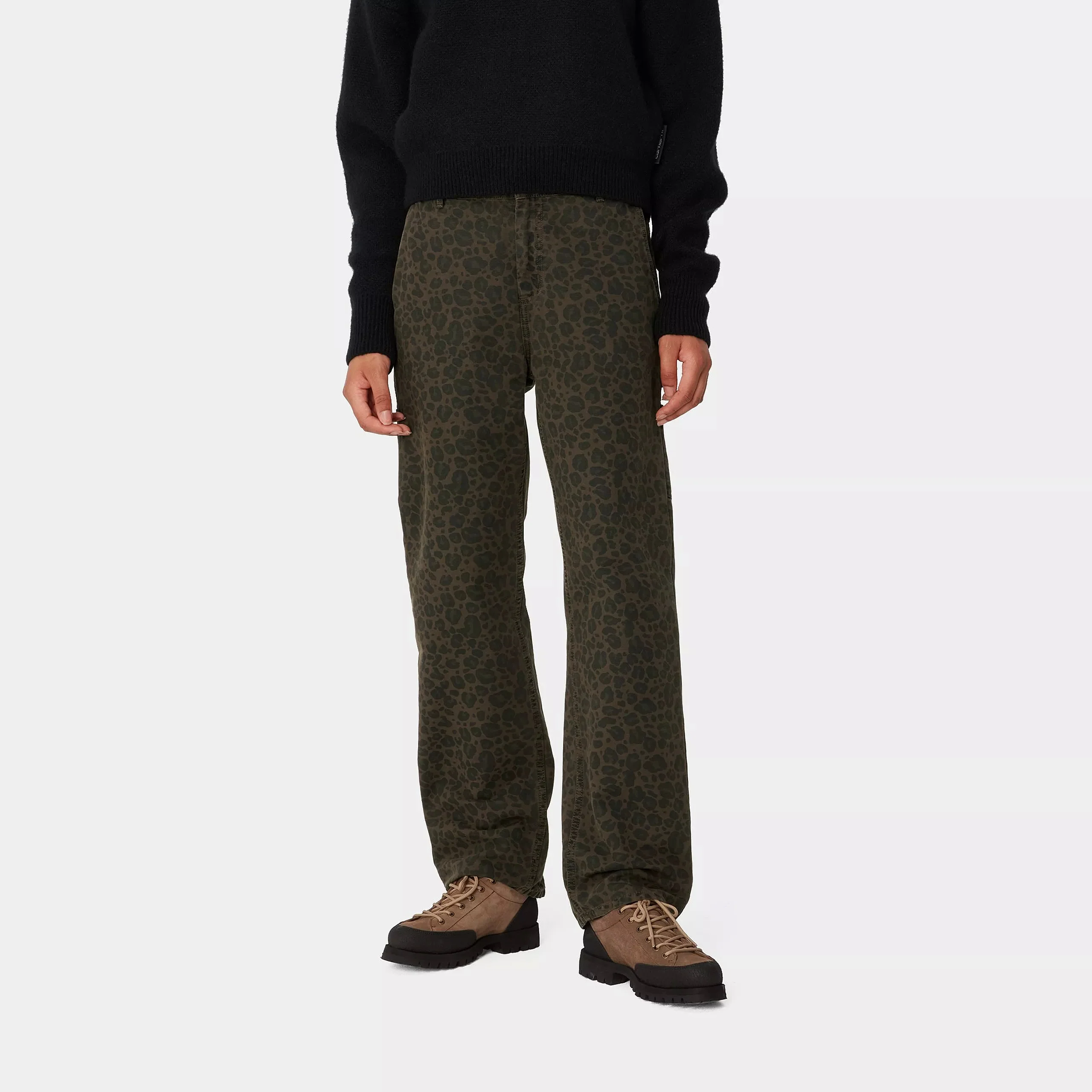 Carhartt WIP W' Leo Pierce Pant Straight 100% Cotton 'Hubbard' Canvas, 9 oz (Camo Leo, Tamarind / Office Green) - Image 3